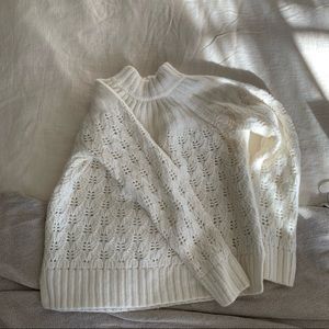 NEW pointelle knit high neck sweater, wool MADEWEL